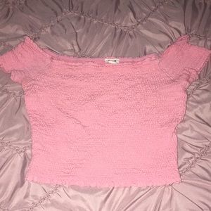 Pink shouldered crop top